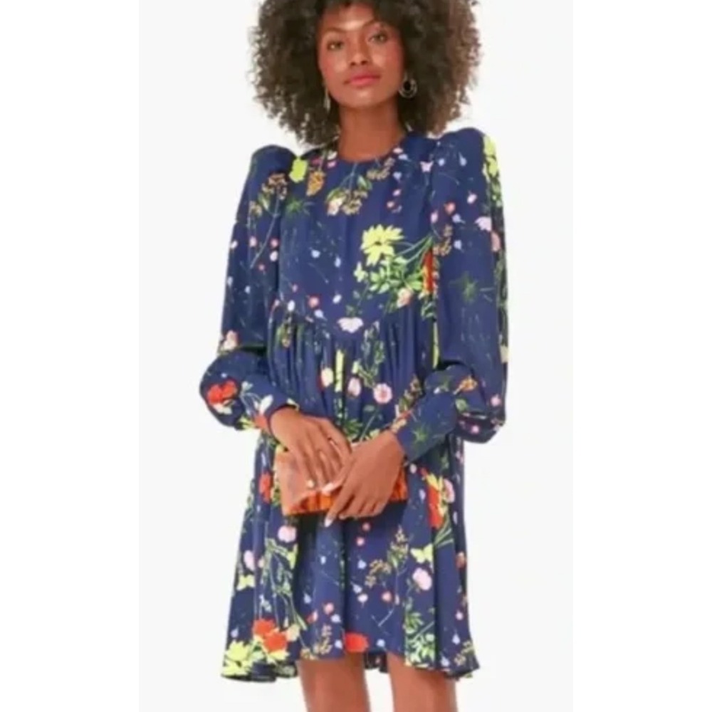 Tuckernuck Pomander Place Navy Dress Wildflower Spencer Puff Sleeve Spring Small